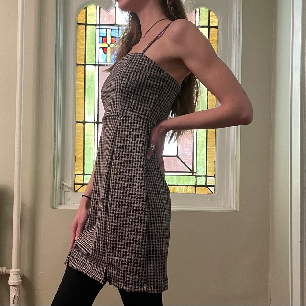 Classic Black and Cream Checkered Dress